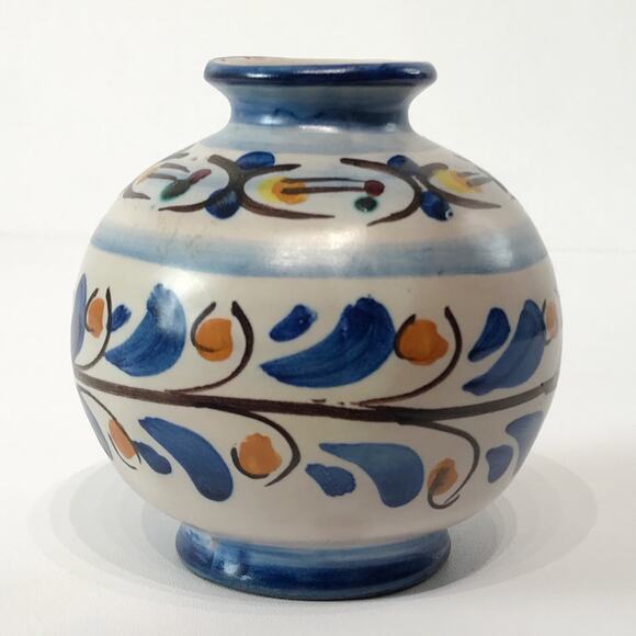 F Buria Caltagirone Sicily Floral Pottery Hand Painted Tonala Stoneware Bud Vase - Picture 5 of 16